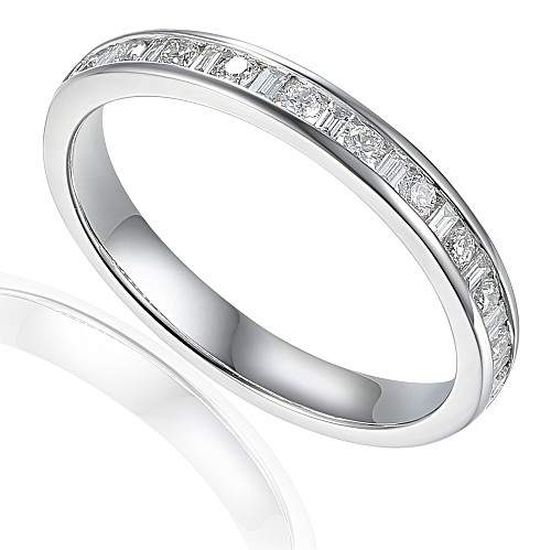 Baguette Cut Diamond Channel Set Half Eternity Ring